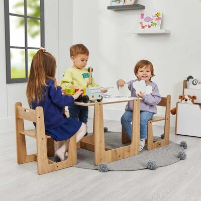 Set masa si scaun pentru copii, Hanah Home, Crane 2, Alb / Natural Set masa si scaun pentru copii, Hanah Home, Crane 2, Alb / Natural