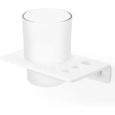 Maison Suport periute si pasta de dinti Vicini, 12.5x9x9.6 cm, inox/sticla, alb mat Maison Suport periute si pasta de dinti Vicini, 12.5x9x9.6 cm, inox/sticla, alb mat