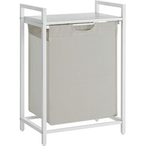 Cos de rufe cu raft si sac detasabil, Vasagle, 50 x 33 x 76 cm, 65 L, MDF/tesatura Oxford, alb Cos de rufe cu raft si sac detasabil, Vasagle, 50 x 33 x 76 cm, 65 L, MDF/tesatura Oxford, alb