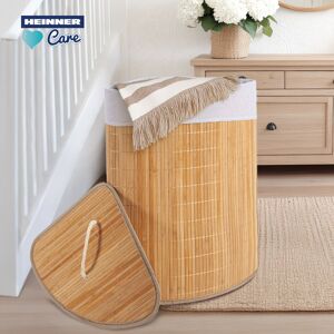 Cos pentru rufe de colt Heinner Care, 35x35x60 cm, 55 L, bambus/textil, natur/alb Cos pentru rufe de colt Heinner Care, 35x35x60 cm, 55 L, bambus/textil, natur/alb