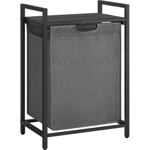 Cos de rufe cu raft si sac detasabil, Vasagle, 50 x 33 x 76 cm, 65 L, MDF/tesatura Oxford, gri/negru Cos de rufe cu raft si sac detasabil, Vasagle, 50 x 33 x 76 cm, 65 L, MDF/tesatura Oxford, gri/negru