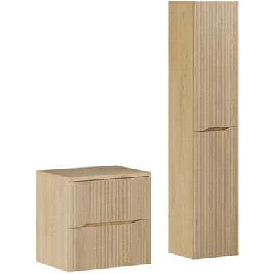 Set mobilier baie Nordic Cremona 60 cm, dulap inalt si masca lavoar, Comad, MDF/PAL, stejar Set mobilier baie Nordic Cremona 60 cm, dulap inalt si masca lavoar, Comad, MDF/PAL, stejar