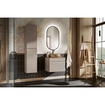 Set mobilier baie Iconic Cashmere 60 cm, dulap inalt, masca cu lavoar si oglinda, Comad, MDF/PAL, casmir Set mobilier baie Iconic Cashmere 60 cm, dulap inalt, masca cu lavoar si oglinda, Comad, MDF/PAL, casmir