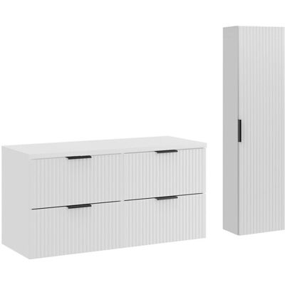 Set mobilier baie Adel White 120 cm HC, dulap inalt si masca dubla lavoar, Comad, MDF/PAL, alb mat Set mobilier baie Adel White 120 cm HC, dulap inalt si masca dubla lavoar, Comad, MDF/PAL, alb mat