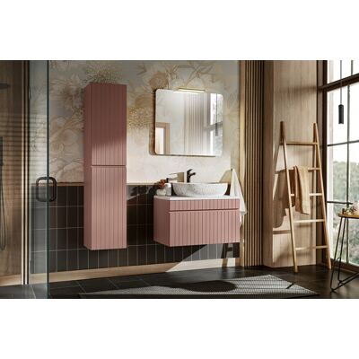 Set mobilier baie Iconic Rose Lili 80 cm, dulap inalt, masca cu lavoar si oglinda, Comad, MDF/PAL, roz Set mobilier baie Iconic Rose Lili 80 cm, dulap inalt, masca cu lavoar si oglinda, Comad, MDF/PAL, roz