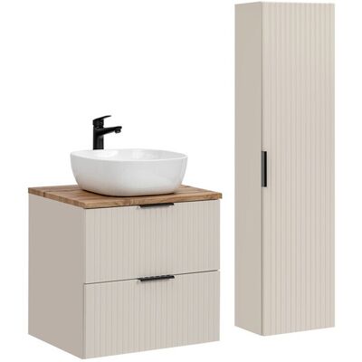 Set mobilier baie Adel Cashmere Wotan Smile 60 cm, dulap inalt si masca cu lavoar, Comad, MDF/PAL, casmir Set mobilier baie Adel Cashmere Wotan Smile 60 cm, dulap inalt si masca cu lavoar, Comad, MDF/PAL, casmir