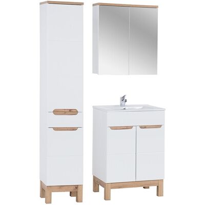 Set mobilier baie Bali White Lava 80 cm 841, dulap inalt, masca cu lavoar si cabinet cu oglinda, Comad, MDF/PAL, alb Set mobilier baie Bali White Lava 80 cm 841, dulap inalt, masca cu lavoar si cabinet cu oglinda, Comad, MDF/PAL, alb