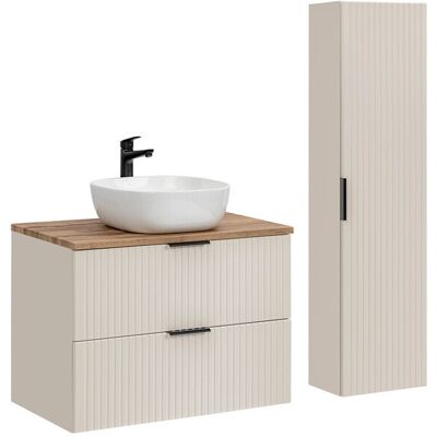 Set mobilier baie Adel Cashmere Wotan Smile 80 cm, dulap inalt si masca cu lavoar, Comad, MDF/PAL, casmir Set mobilier baie Adel Cashmere Wotan Smile 80 cm, dulap inalt si masca cu lavoar, Comad, MDF/PAL, casmir