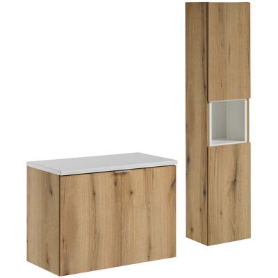 Set mobilier baie Nova Coast Evoke 80 cm D, dulap inalt si masca lavoar, Comad, MDF/PAL, stejar/alb Set mobilier baie Nova Coast Evoke 80 cm D, dulap inalt si masca lavoar, Comad, MDF/PAL, stejar/alb