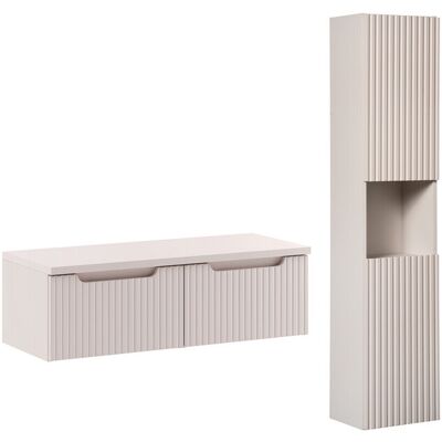 Set mobilier baie Nova Cashmere 100 cm HC, dulap inalt si masca dubla lavoar, Comad, MDF/PAL, casmir Set mobilier baie Nova Cashmere 100 cm HC, dulap inalt si masca dubla lavoar, Comad, MDF/PAL, casmir