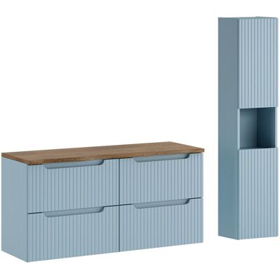 Set mobilier baie Nova Denim Casella 120 cm, dulap inalt si masca dubla lavoar, Comad, MDF/PAL, albastru denim Set mobilier baie Nova Denim Casella 120 cm, dulap inalt si masca dubla lavoar, Comad, MDF/PAL, albastru denim