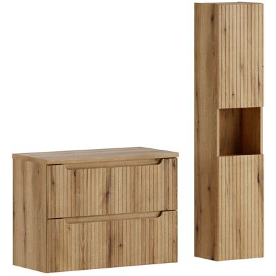 Set mobilier baie Nova Coast Evoke 80 cm S, dulap inalt si masca lavoar, Comad, MDF/PAL, stejar Set mobilier baie Nova Coast Evoke 80 cm S, dulap inalt si masca lavoar, Comad, MDF/PAL, stejar