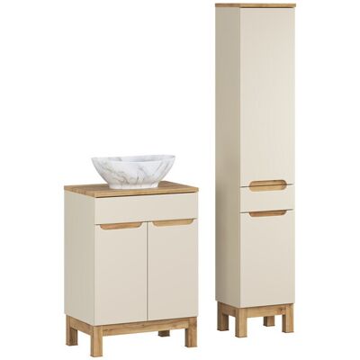 Set mobilier baie Bali Cashmere Wotan Pati 60 cm, dulap inalt si masca cu lavoar, Comad, MDF/PAL, casmir Set mobilier baie Bali Cashmere Wotan Pati 60 cm, dulap inalt si masca cu lavoar, Comad, MDF/PAL, casmir
