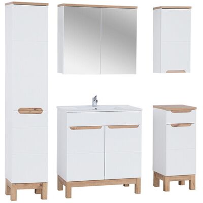 Set mobilier baie Bali White Lava 80 cm 804 1, dulapuri, masca cu lavoar si cabinet cu oglinda, Comad, MDF/PAL, alb Set mobilier baie Bali White Lava 80 cm 804 1, dulapuri, masca cu lavoar si cabinet cu oglinda, Comad, MDF/PAL, alb