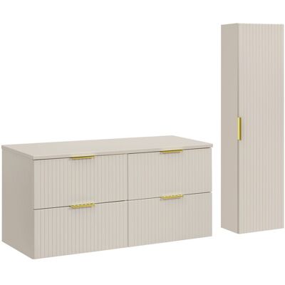 Set mobilier baie Adel Cashmere 120 cm, dulap inalt si masca dubla lavoar, Comad, MDF/PAL, casmir Set mobilier baie Adel Cashmere 120 cm, dulap inalt si masca dubla lavoar, Comad, MDF/PAL, casmir