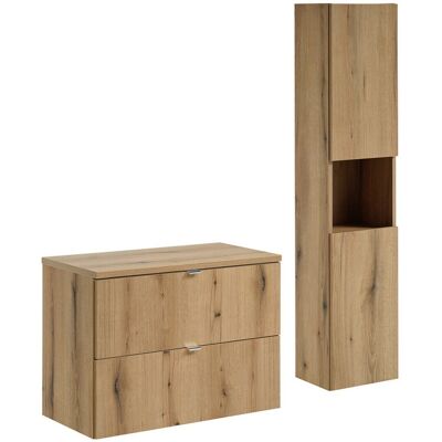 Set mobilier baie, Nova Oak 80 cm S HC, dulap inalt si masca lavoar, Comad, PAL, stejar Set mobilier baie, Nova Oak 80 cm S HC, dulap inalt si masca lavoar, Comad, PAL, stejar