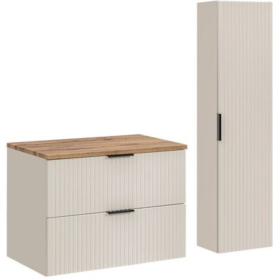 Set mobilier baie Adel Cashmere Wotan 80 cm HC, dulap inalt si masca lavoar, Comad, MDF/PAL, casmir Set mobilier baie Adel Cashmere Wotan 80 cm HC, dulap inalt si masca lavoar, Comad, MDF/PAL, casmir