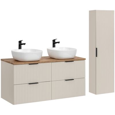 Set mobilier baie Adel Cashmere Wotan Smile 120 cm, dulap inalt si masca dubla cu lavoar, Comad, MDF/PAL, casmir Set mobilier baie Adel Cashmere Wotan Smile 120 cm, dulap inalt si masca dubla cu lavoar, Comad, MDF/PAL, casmir