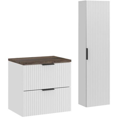 Set mobilier baie Adel White Vintage 60 cm HC, dulap inalt si masca lavoar, Comad, MDF/PAL, alb mat/negru vintage Set mobilier baie Adel White Vintage 60 cm HC, dulap inalt si masca lavoar, Comad, MDF/PAL, alb mat/negru vintage