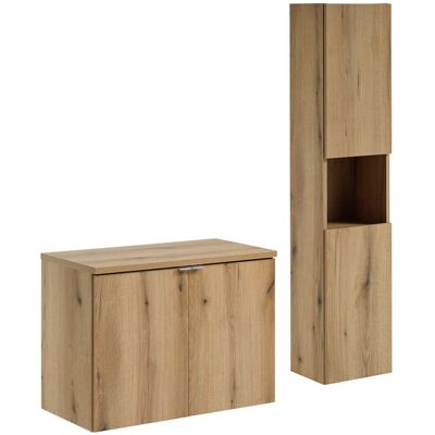 Set mobilier baie, Nova Oak 80 cm D HC, dulap inalt si masca lavoar, Comad, PAL, stejar Set mobilier baie, Nova Oak 80 cm D HC, dulap inalt si masca lavoar, Comad, PAL, stejar