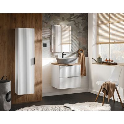 Set mobilier Adel White Anna 60 cm, dulap inalt, masca cu lavoar si oglinda cu LED, Comad, alb Set mobilier Adel White Anna 60 cm, dulap inalt, masca cu lavoar si oglinda cu LED, Comad, alb
