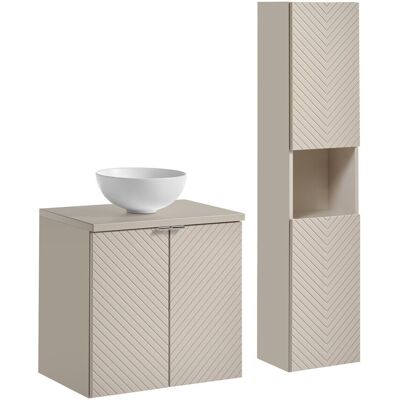 Set mobilier baie Viva Cashmere Domi 60 cm, dulap inalt si masca cu lavoar, Comad, MDF/PAL, casmir Set mobilier baie Viva Cashmere Domi 60 cm, dulap inalt si masca cu lavoar, Comad, MDF/PAL, casmir
