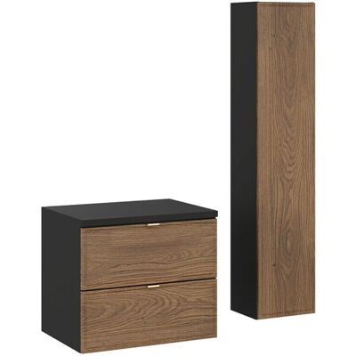 Set mobilier baie Talia Casella 60 cm HC, dulap inalt si masca lavoar, Comad, MDF/PAL, stejar/negru mat Set mobilier baie Talia Casella 60 cm HC, dulap inalt si masca lavoar, Comad, MDF/PAL, stejar/negru mat