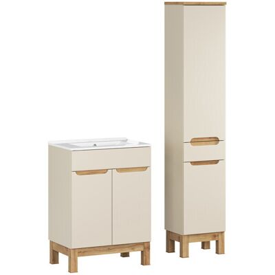 Set mobilier baie Bali Cashmere Lava 60 cm HC, dulap inalt, masca cu lavoar, Comad, MDF/PAL, casmir Set mobilier baie Bali Cashmere Lava 60 cm HC, dulap inalt, masca cu lavoar, Comad, MDF/PAL, casmir