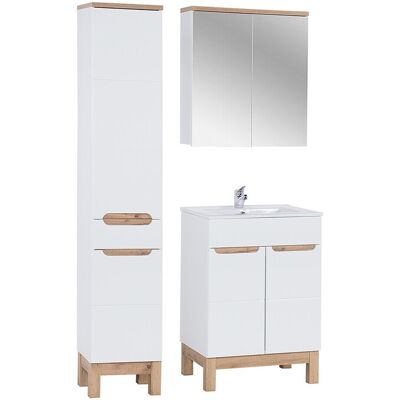 Set mobilier baie Bali White Lava 60 cm, dulap inalt, masca cu lavoar si cabinet cu oglinda, Comad, MDF/PAL, alb Set mobilier baie Bali White Lava 60 cm, dulap inalt, masca cu lavoar si cabinet cu oglinda, Comad, MDF/PAL, alb