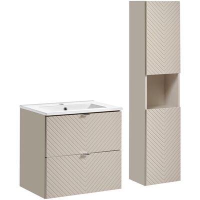 Set mobilier baie Viva Cashmere Dance 60 cm, dulap inalt si masca cu lavoar, Comad, MDF/PAL, casmir Set mobilier baie Viva Cashmere Dance 60 cm, dulap inalt si masca cu lavoar, Comad, MDF/PAL, casmir