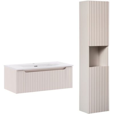 Set mobilier baie Nova Cashmere Sky 80 cm, dulap inalt si masca cu lavoar, Comad, MDF/PAL, casmir Set mobilier baie Nova Cashmere Sky 80 cm, dulap inalt si masca cu lavoar, Comad, MDF/PAL, casmir