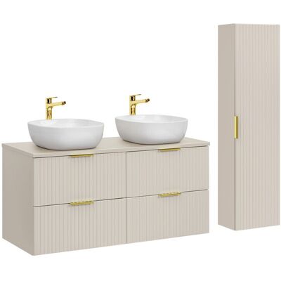 Set mobilier baie Adel Cashmere Smile 120 cm, dulap inalt si masca dubla cu lavoar, Comad, MDF/PAL, casmir Set mobilier baie Adel Cashmere Smile 120 cm, dulap inalt si masca dubla cu lavoar, Comad, MDF/PAL, casmir