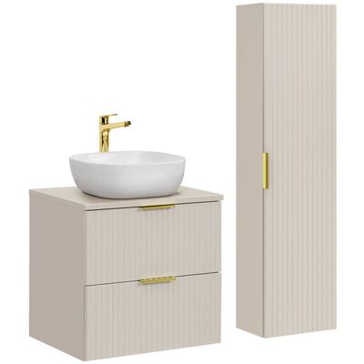 Set mobilier baie Adel Cashmere Smile 60 cm, dulap inalt si masca cu lavoar, Comad, MDF/PAL, casmir Set mobilier baie Adel Cashmere Smile 60 cm, dulap inalt si masca cu lavoar, Comad, MDF/PAL, casmir