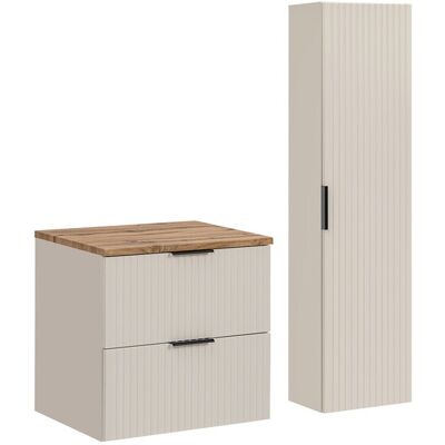 Set mobilier baie Adel Cashmere Wotan 60 cm HC, dulap inalt si masca lavoar, Comad, MDF/PAL, casmir Set mobilier baie Adel Cashmere Wotan 60 cm HC, dulap inalt si masca lavoar, Comad, MDF/PAL, casmir