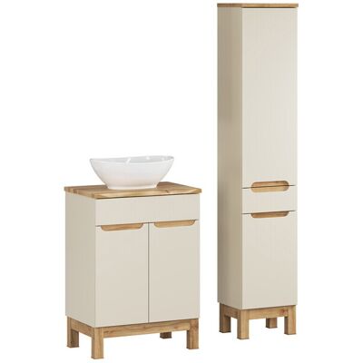 Set mobilier baie Bali Cashmere Wotan 60 cm HC, dulap inalt si masca cu lavoar, Comad, MDF/PAL, casmir Set mobilier baie Bali Cashmere Wotan 60 cm HC, dulap inalt si masca cu lavoar, Comad, MDF/PAL, casmir