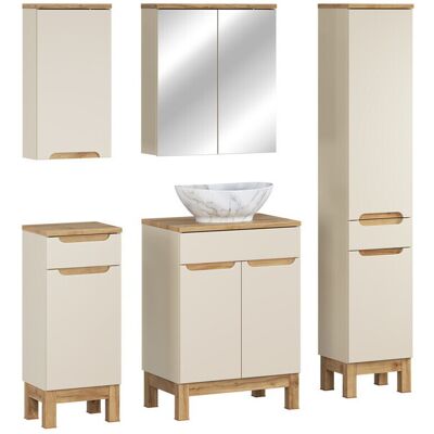 Set mobilier baie Bali Cashmere Wotan Pati 60 cm, dulapuri, masca cu lavoar si cabinet cu oglinda, Comad, MDF/PAL, casmir Set mobilier baie Bali Cashmere Wotan Pati 60 cm, dulapuri, masca cu lavoar si cabinet cu oglinda, Comad, MDF/PAL, casmir
