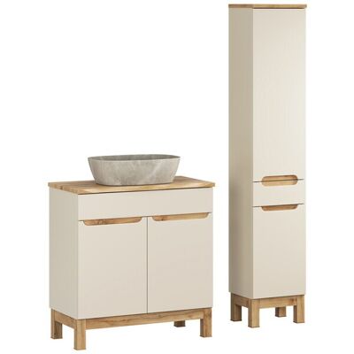 Set mobilier baie Bali Cashmere Wotan 80 cm, dulap inalt si masca cu lavoar, Comad, MDF/PAL, casmir Set mobilier baie Bali Cashmere Wotan 80 cm, dulap inalt si masca cu lavoar, Comad, MDF/PAL, casmir