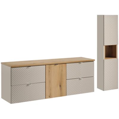 Set mobilier baie Viva Cashmere Lola 160 cm, dulap inalt si masca dubla lavoar, Comad, MDF/PAL, casmir Set mobilier baie Viva Cashmere Lola 160 cm, dulap inalt si masca dubla lavoar, Comad, MDF/PAL, casmir
