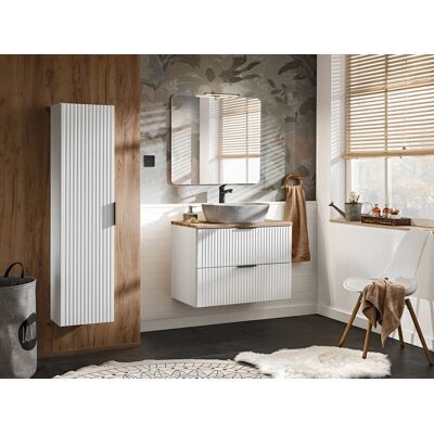 Set mobilier Adel White Anna 80 cm, dulap inalt, masca cu lavoar si oglinda cu LED, Comad, alb Set mobilier Adel White Anna 80 cm, dulap inalt, masca cu lavoar si oglinda cu LED, Comad, alb