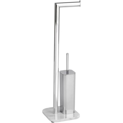 Suport hartie igienica si perie pentru toaleta, Wenko, Onyx, 22 x 20 x 73 cm, inox/marmura, alb/gri Suport hartie igienica si perie pentru toaleta, Wenko, Onyx, 22 x 20 x 73 cm, inox/marmura, alb/gri