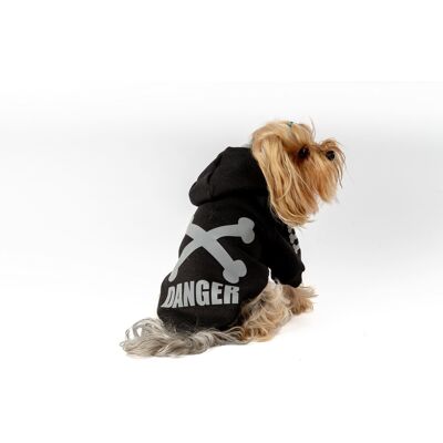 Hanorac pentru câini, Paws & Whiskers, Danger Hoodie, Negru Hanorac pentru câini, Paws & Whiskers, Danger Hoodie, Negru