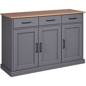 TERA Dulap din lemn - 3 uși, 3 sertare, 131x45x86 cm TERA Dulap din lemn - 3 uși, 3 sertare, 131x45x86 cm
