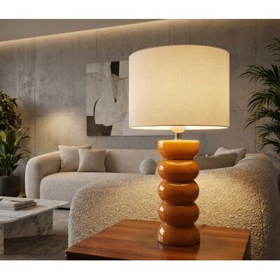 Lampa de masa, Mauro Ferretti, Torr, 1 x E27, 40W, 25x46 cm, ceramica, galben mustar/alb Lampa de masa, Mauro Ferretti, Torr, 1 x E27, 40W, 25x46 cm, ceramica, galben mustar/alb