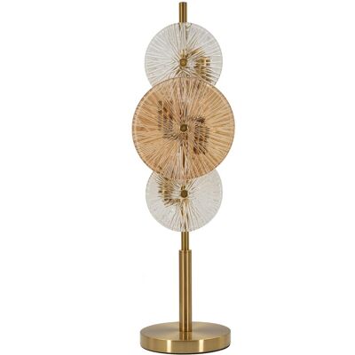 Lampa de masa Osaka, Mauro Ferretti, 4 x E14, 40W, 20x18x66 cm, fier/sticla, auriu/maro/transparent Lampa de masa Osaka, Mauro Ferretti, 4 x E14, 40W, 20x18x66 cm, fier/sticla, auriu/maro/transparent