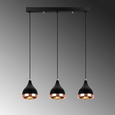 Lustra, Yildo - 7041, Opviq, 65 x 14 x 31-111 cm, 3 x E27, 40W, negru/cupru Lustra, Yildo - 7041, Opviq, 65 x 14 x 31-111 cm, 3 x E27, 40W, negru/cupru