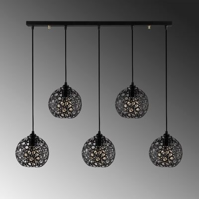 Lustra, Fellini - MR - 789, Alby, 100 x 17 x 119 cm, 5 x E27, 40W, negru Lustra, Fellini - MR - 789, Alby, 100 x 17 x 119 cm, 5 x E27, 40W, negru