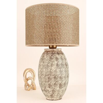 Lampa de masa, Opviq, 687HMY2351, Maro / Crem / Stejar Lampa de masa, Opviq, 687HMY2351, Maro / Crem / Stejar