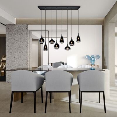 Lustra Lumina, TRIO, 115x20x150 cm, 40W, 8x E14, metal, negru mat/argintiu Lustra Lumina, TRIO, 115x20x150 cm, 40W, 8x E14, metal, negru mat/argintiu