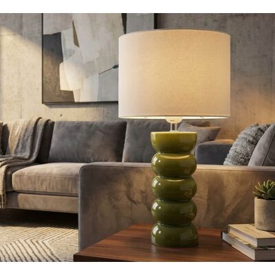 Lampa de masa, Mauro Ferretti, Torr, 1 x E27, 40W, 25x46 cm, ceramica, verde/alb Lampa de masa, Mauro Ferretti, Torr, 1 x E27, 40W, 25x46 cm, ceramica, verde/alb