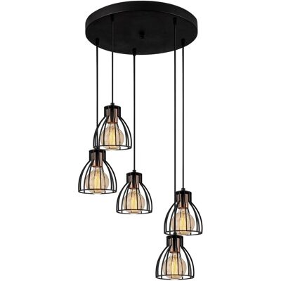 Lustra Kemah N-1237, Noor, 47 x 109 cm, 5 x E27, 100W, negru Lustra Kemah N-1237, Noor, 47 x 109 cm, 5 x E27, 100W, negru